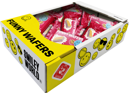 Вафлі з начинкою “SmileyWorld FUNNY WAFERS” з ароматом малини з холодком, 400г