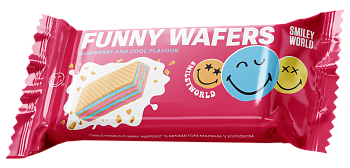 Вафлі з начинкою “SmileyWorld FUNNY WAFERS” з ароматом малини з холодком, 400г